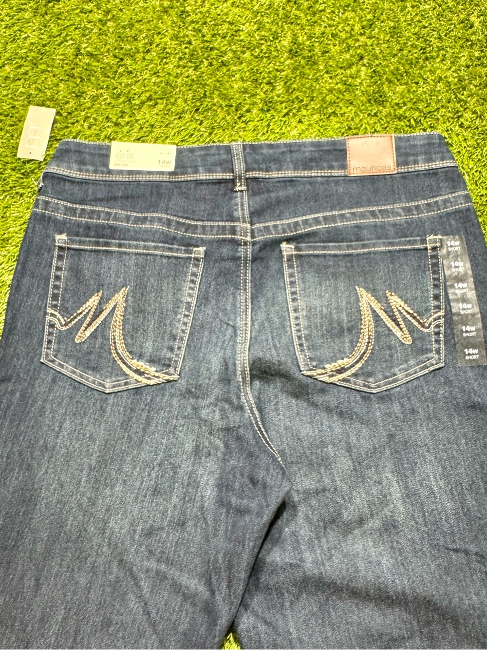 maurices Denim Flex Bootcut Jeans Mid Rise Stretch Women’s 14W Navy Blue - Picture 11 of 14